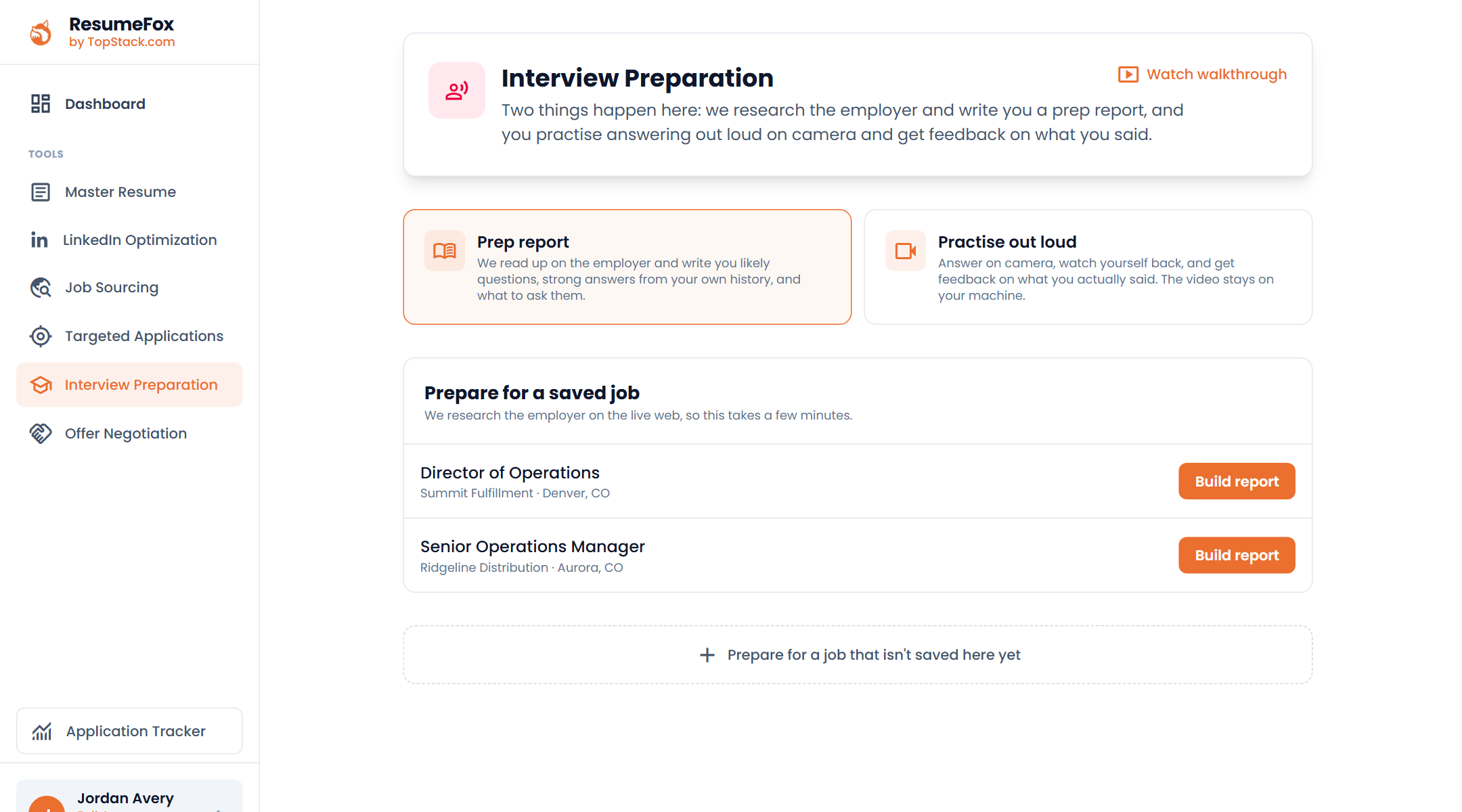 An interview preparation guide showing researched company notes and likely questions